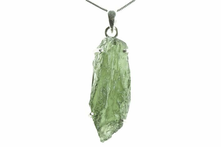 Green Moldavite Tektite Pendant ( g) - Czech Republic #376320